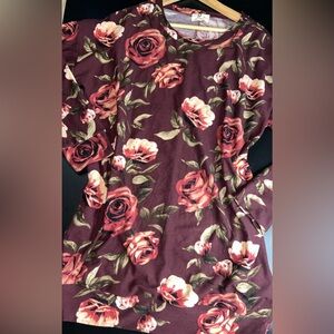 Amelia James Wine Floral Winslow Tunic/Mini Dress Size XL EUC